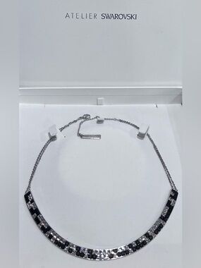 Atelier Swarovski Black & Silver Crystal Bar Necklace